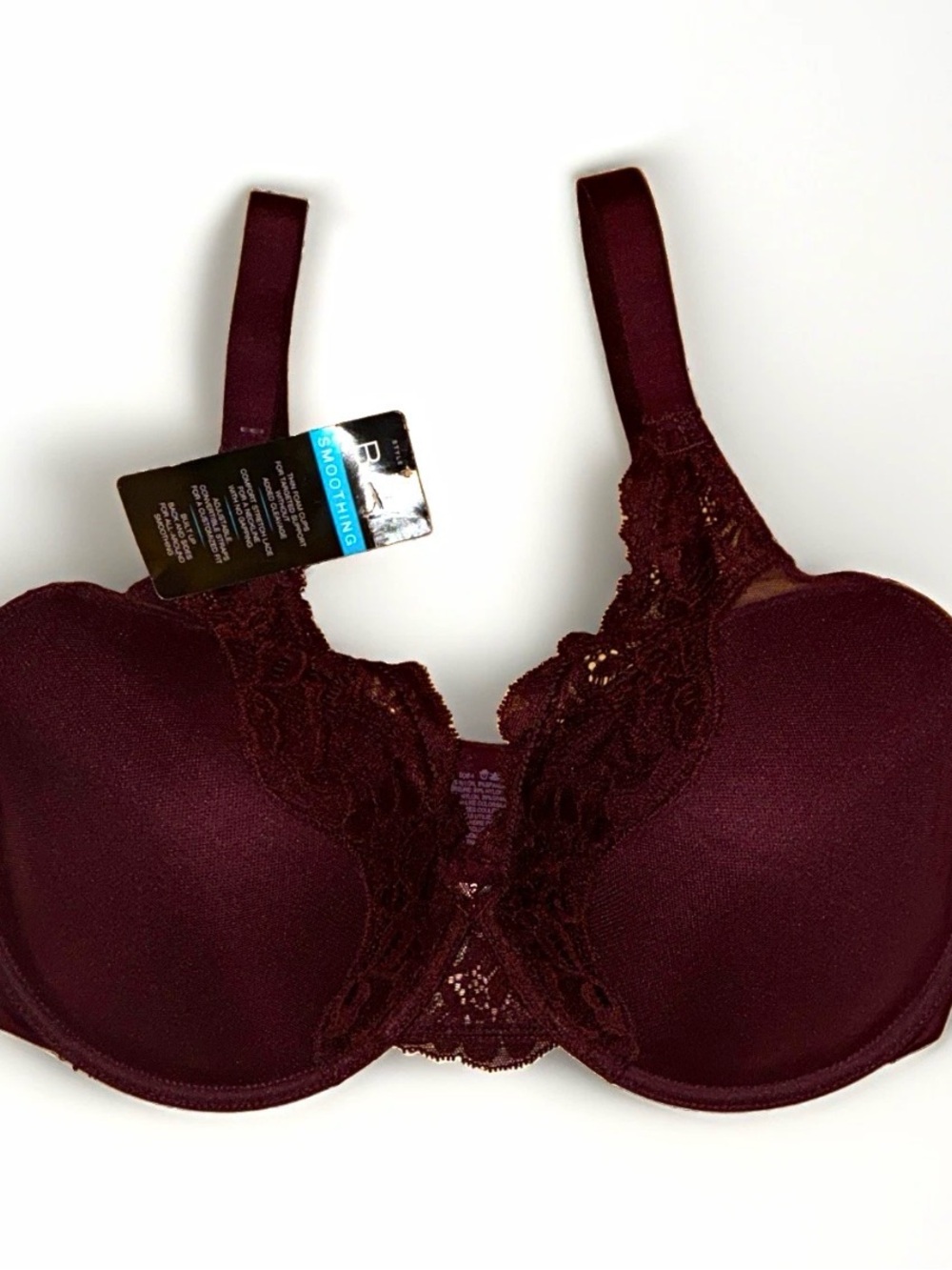 Bali Lace-Accent Underwire Bra - Burgundy